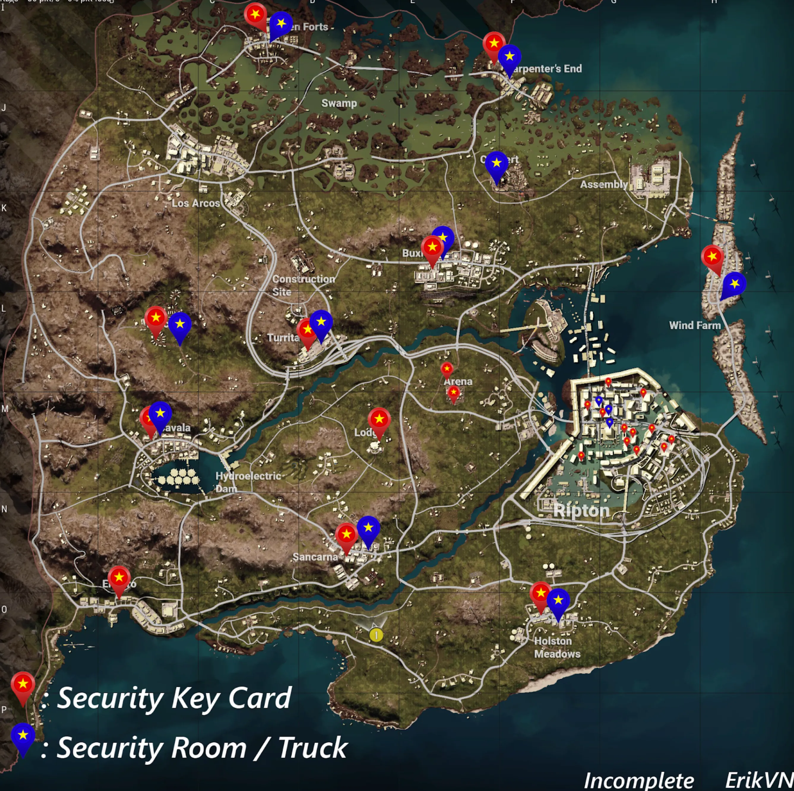 Deston security rooms and their key locations
